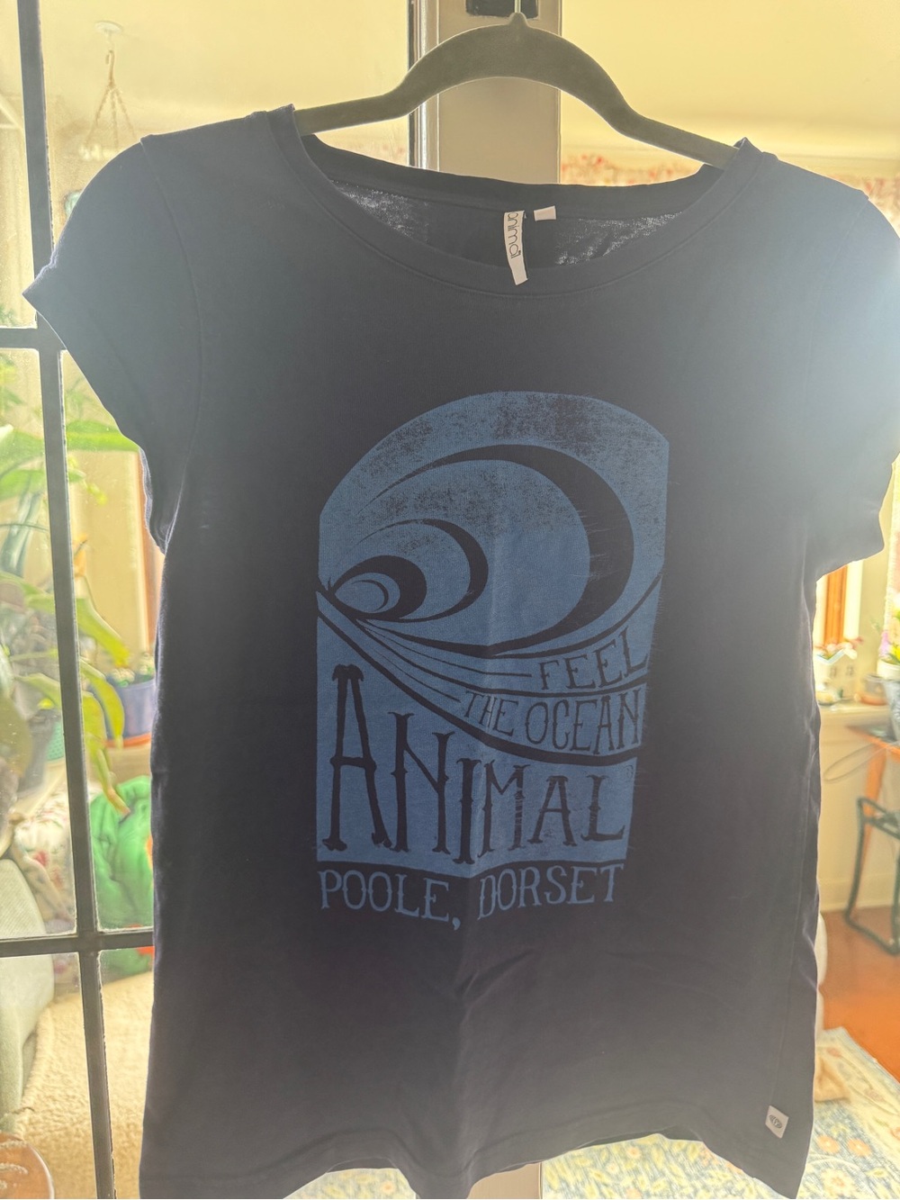 Animal Navy Blue Graphic Tee with Light Blue Print